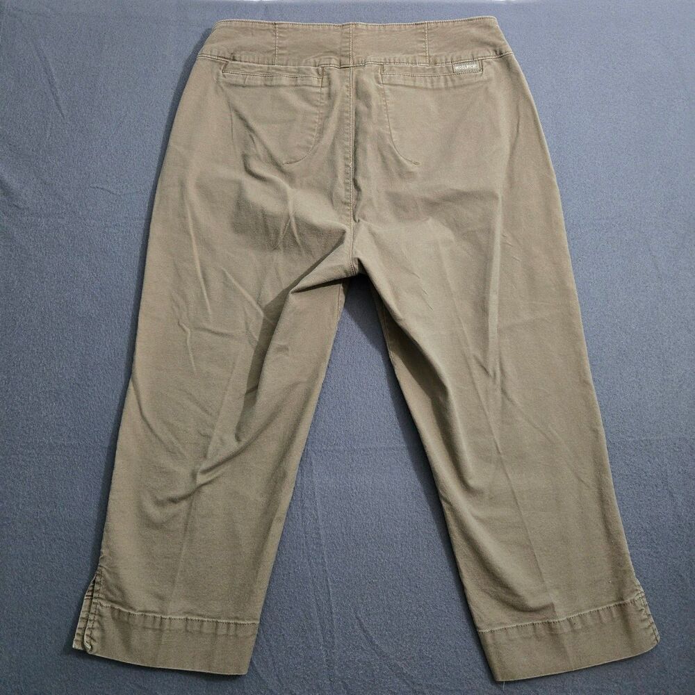 Woolrich Capri Pants Women 4 Brown Mid Rise Straight Leg Ankle Slit - Picture 2 of 12